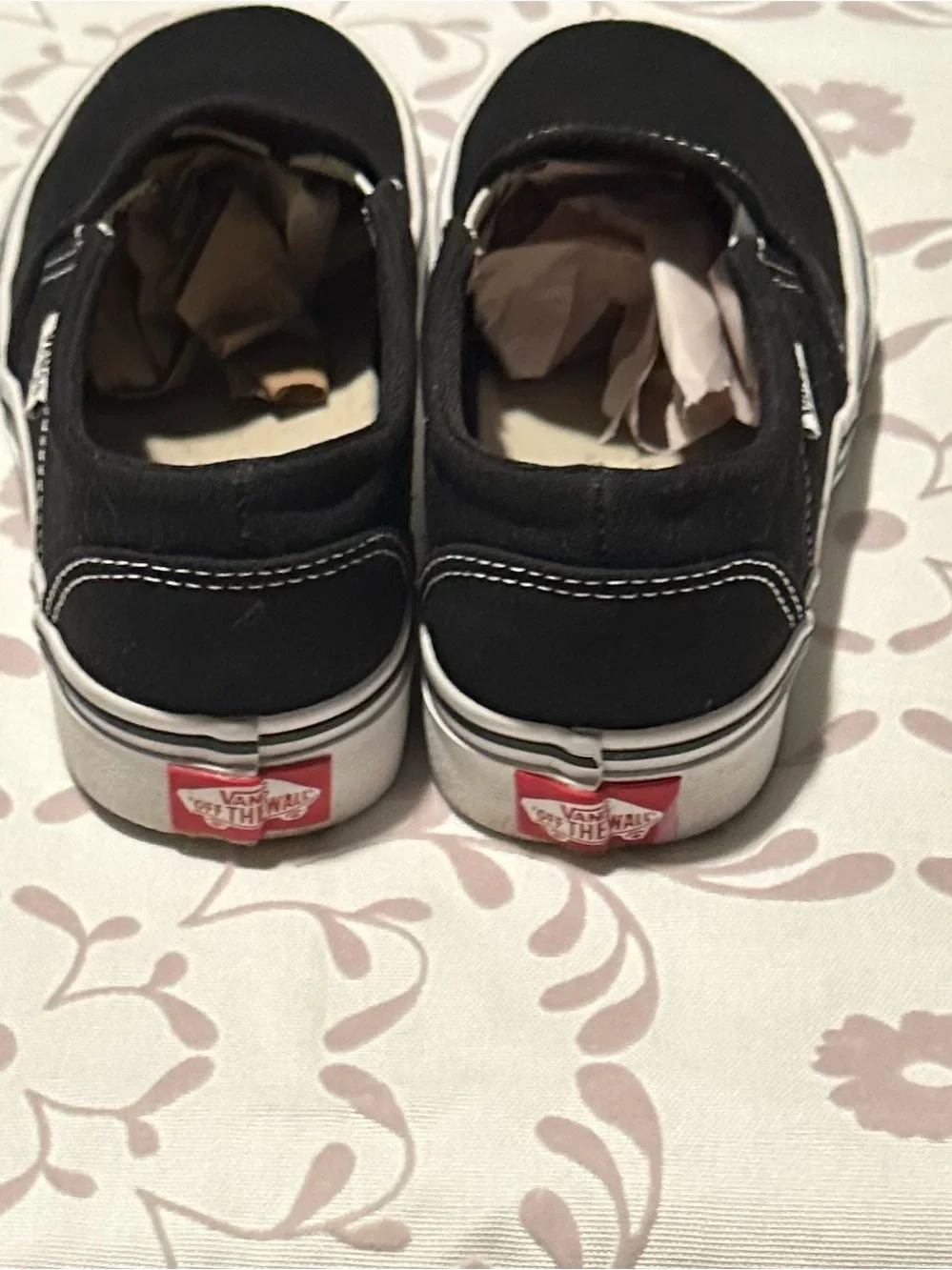 Vans Black Canvas Slip-On Shoes with White Sole size 7